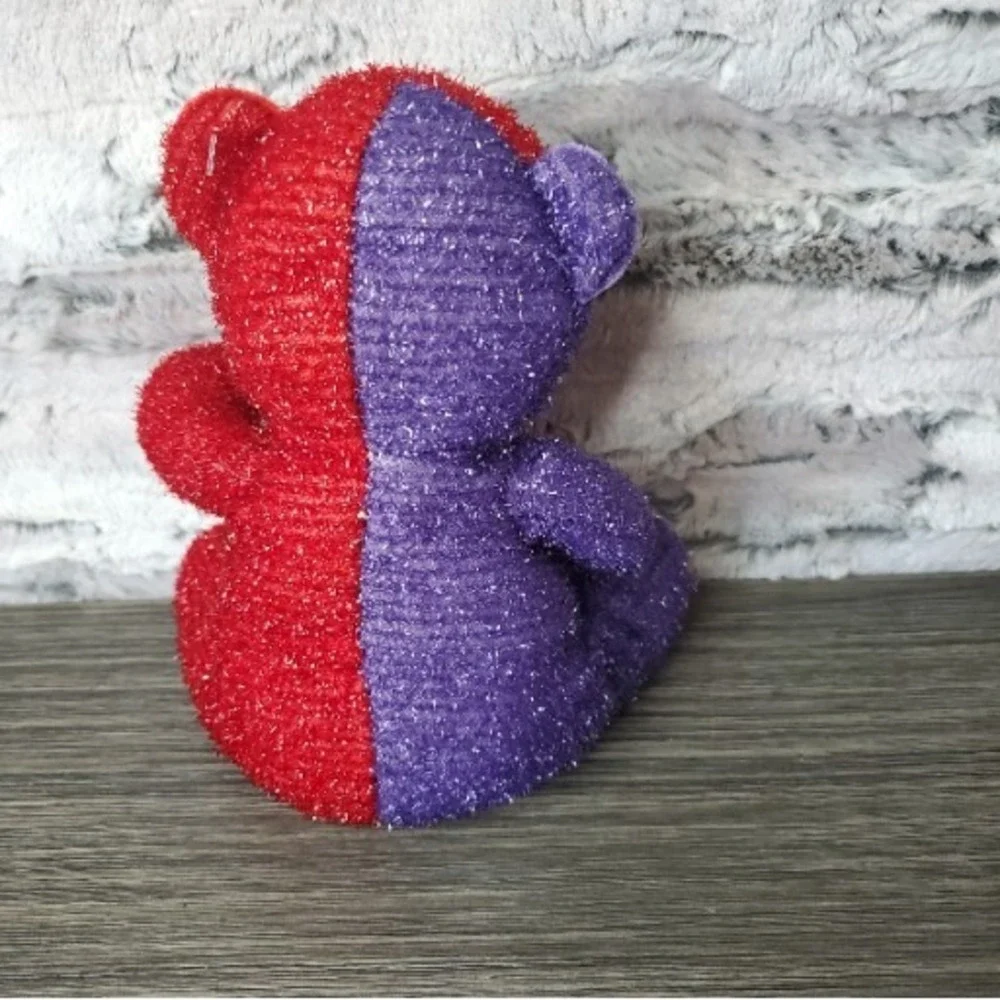 Half And Half Red Purple TEXTURED Teddy Bear Plush Red Hat Society Novelty
